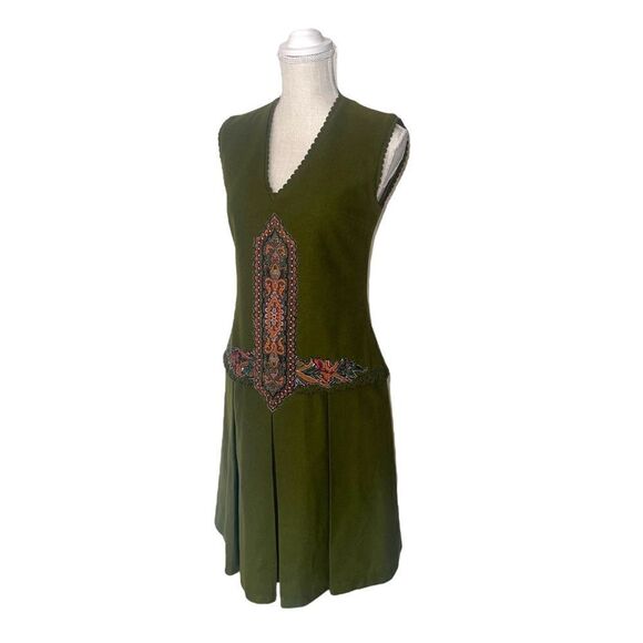 Vintage Handmade Drop Waist Dress with Appliqué & Crochet Accents - Picture 7 of 15